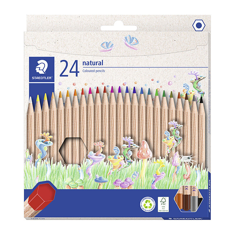Staedtler Natural Coloured Pencils, Assorted Colours, Box of 24
