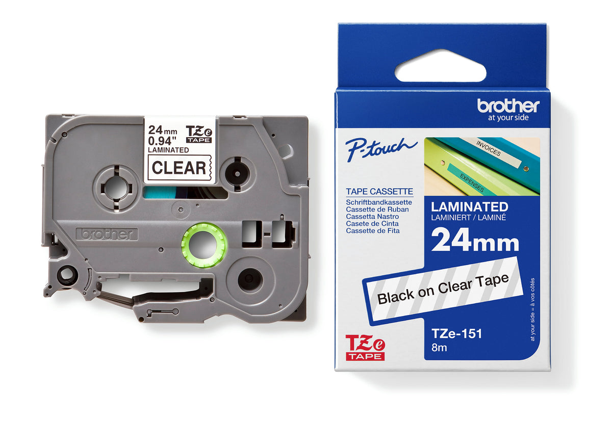 Brother TZe-151 Genuine Black on Clear Laminated Label Tape