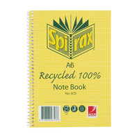 Spirax 813 A6 Recycled Notebooks, 100 Pages, Pack of 5