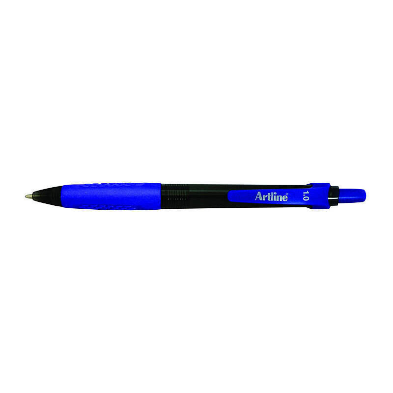 Artline Ikonic 8410 Blue Retractable Ballpoint Pens, 12 Pack