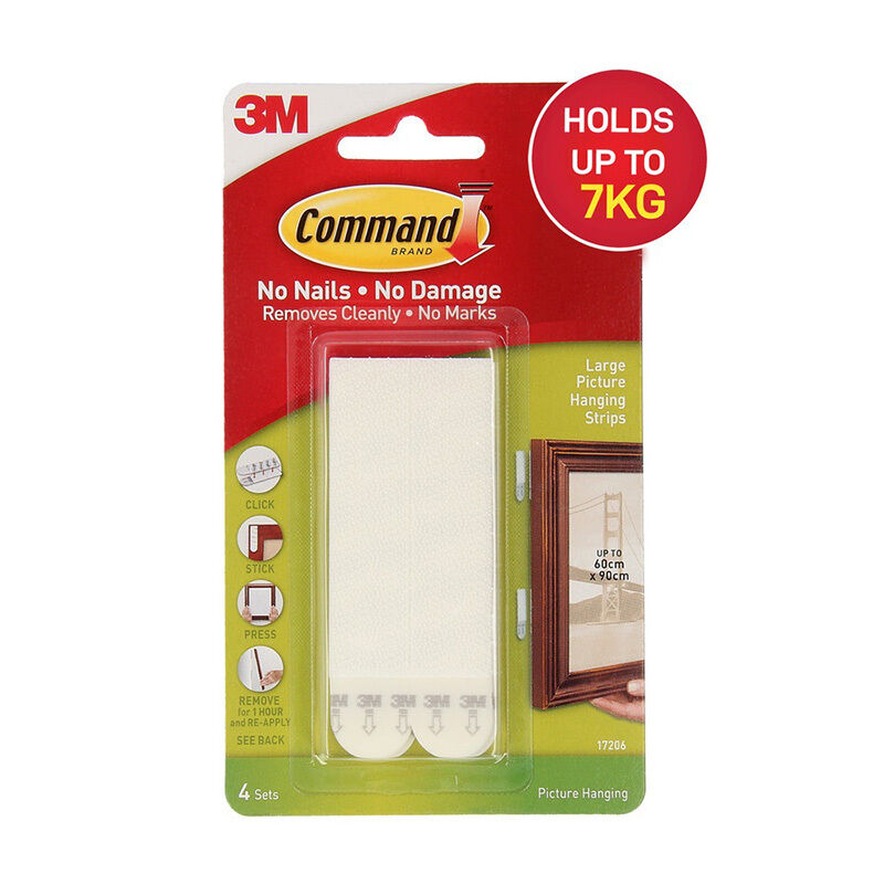 Command 17206 Large Picture Hanging Strips, White, 4 Sets