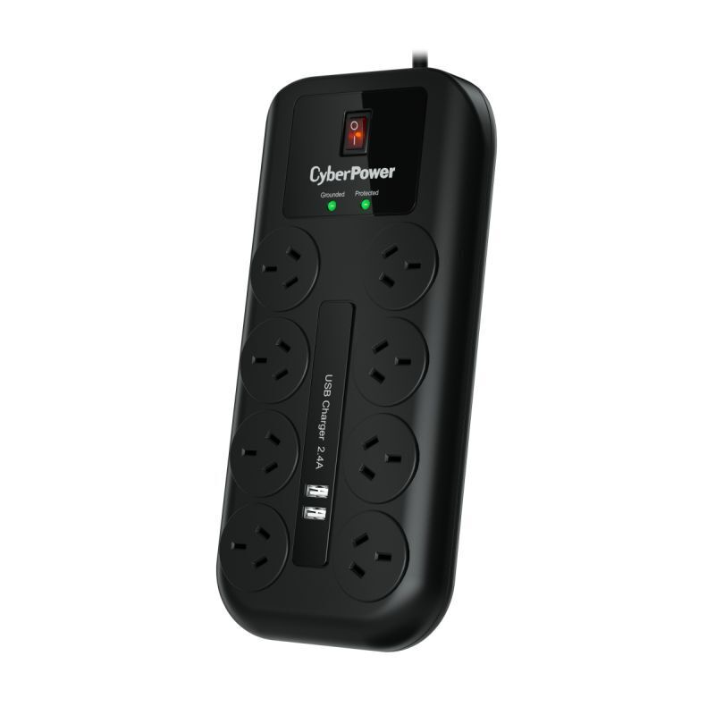 CyberPower 8-Outlet Surge Protector with 2 USB-A Ports