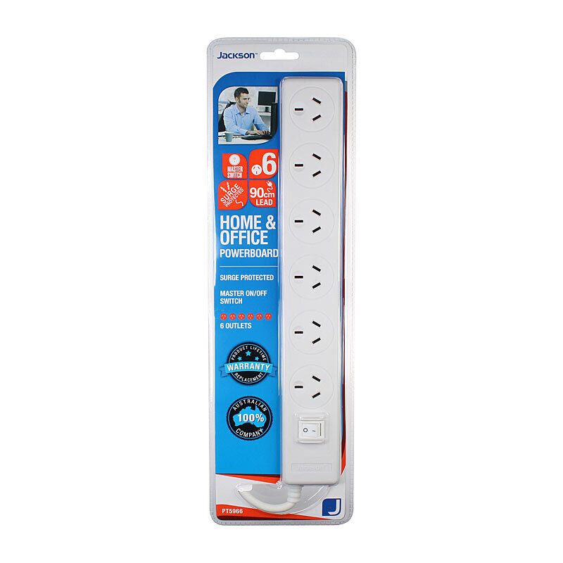 Jackson PT5966 6-Outlet Surge Powerboard, 90 cm