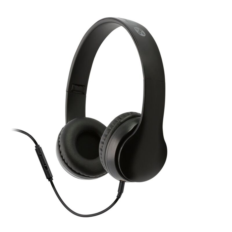 Moki Flip Wired Headphones with In-Line Microphone, Black ACC-HPFLBK