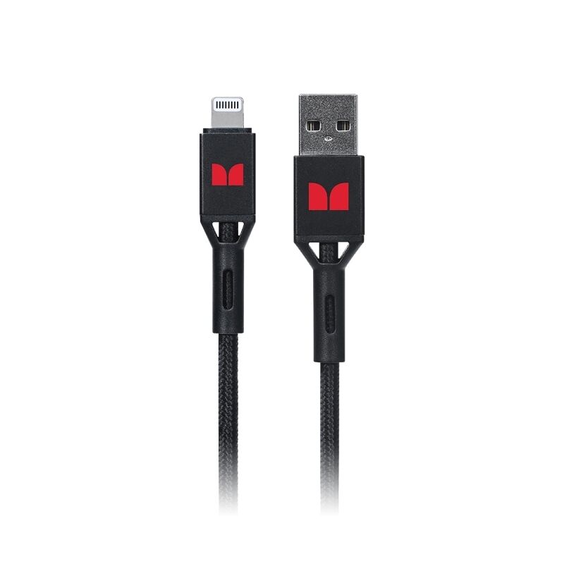 Monster 1.2 m Braided Lightning to USB-A Cable, Black