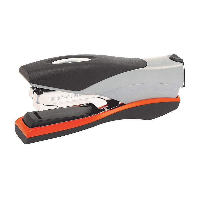 Rexel Optima 40 Full-Strip Flat-Clinch Stapler, Orange and Silver