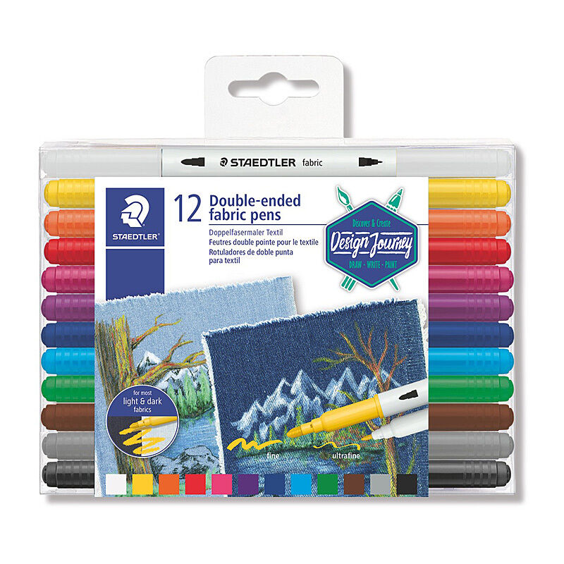 Staedtler 3190 Double-Ended Fabric Pens, 12 Colours