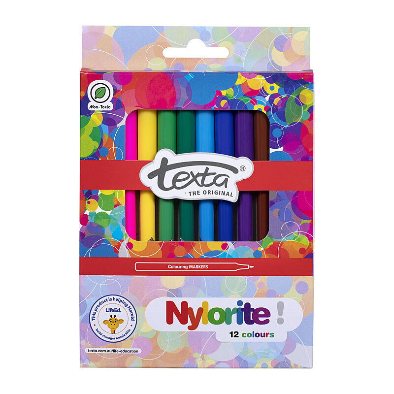 Texta Nylorite Colouring Markers, 12 Pack